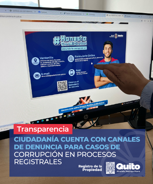 CIUDADANÍA CUENTA CON CANALES DE DENUNCIA PARA CASOS DE CORRUPCIÓN EN PROCESOS REGISTRALES